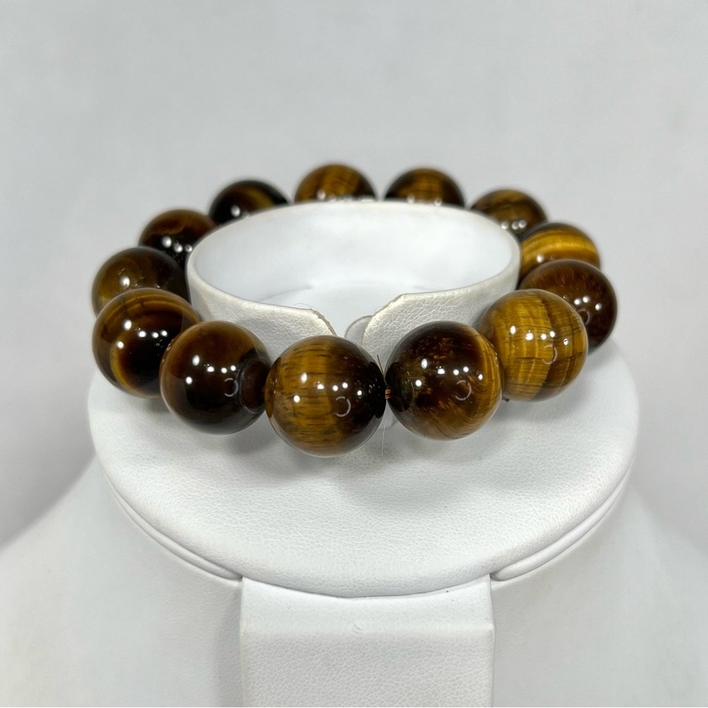 18mm Tiger Eye Gemstone Stretch Bracelet